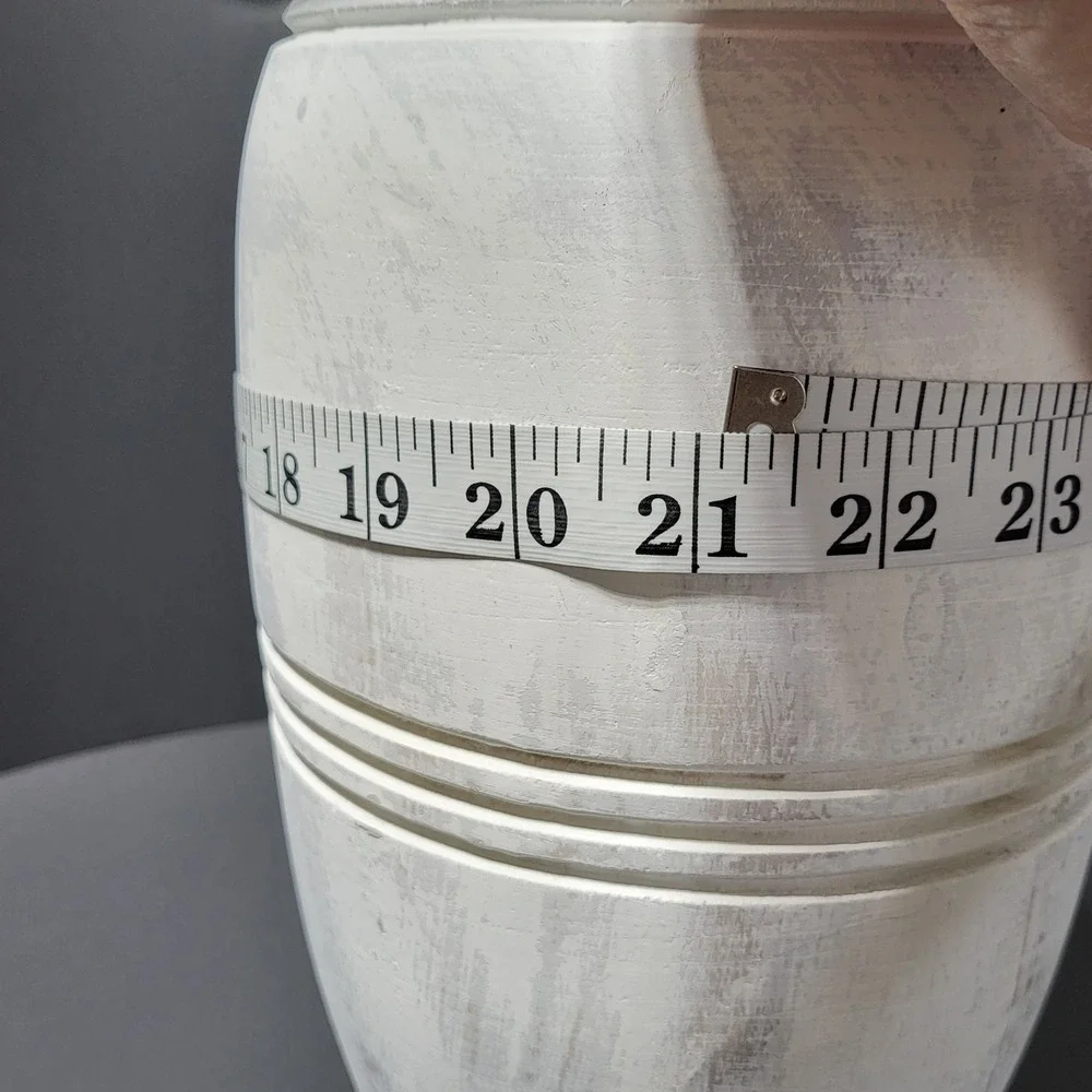 Rustic Paulownia‎ Carved Wooden Vase Farmhouse Decorative Vessel 12 Inch